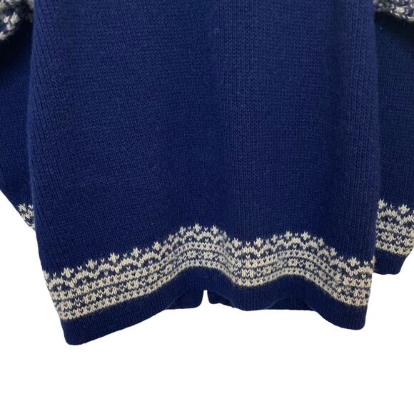 Vintage North Cape By Knut & Knut Norwegian Wool Sweater In Blue & White Large - Picture 7 of 9